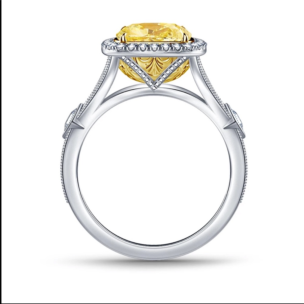 New 925 Silver Citrine Diamond Beautiful Ring - Picture 5 of 5